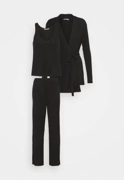 Anna Field 3 PIECE JERSEY - Nachtwäsche Set - Black -Fashion Verkauf cca80f6d87e14a8cb955af6b73aa5632