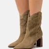 Anna Field LEATHER - Cowboy-/Bikerstiefelette - Khaki -Fashion Verkauf fd1e3dab32264f76bbbf65e0fba105fd